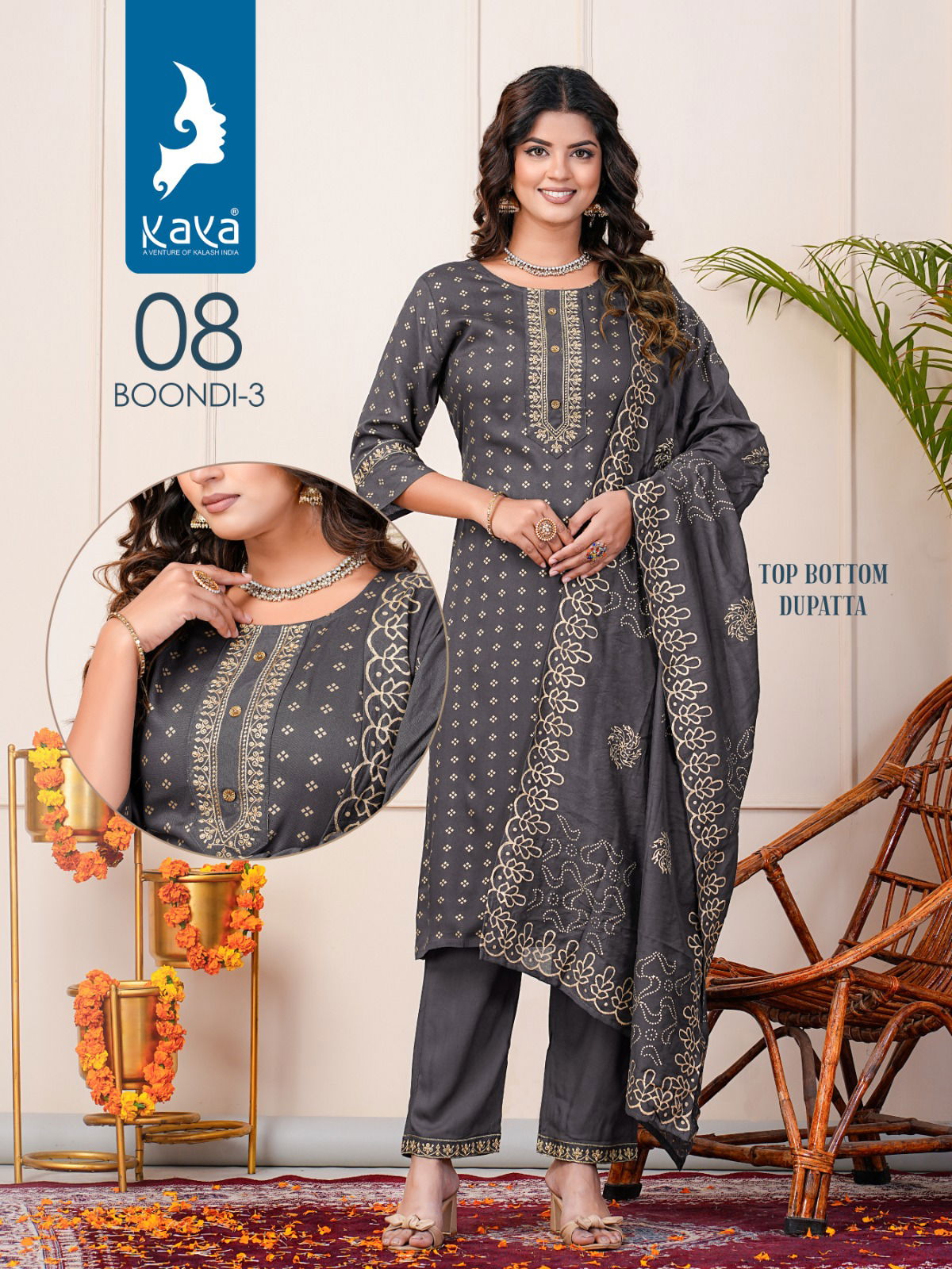 Boondi 3 By Kaya Straight Cut Rayon Printed Kurti With Bottom Dupatta Wholesale Shop In Surat